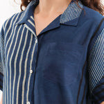Nymane Apparel Womens Blouses River Camp Shirt in Indigo
