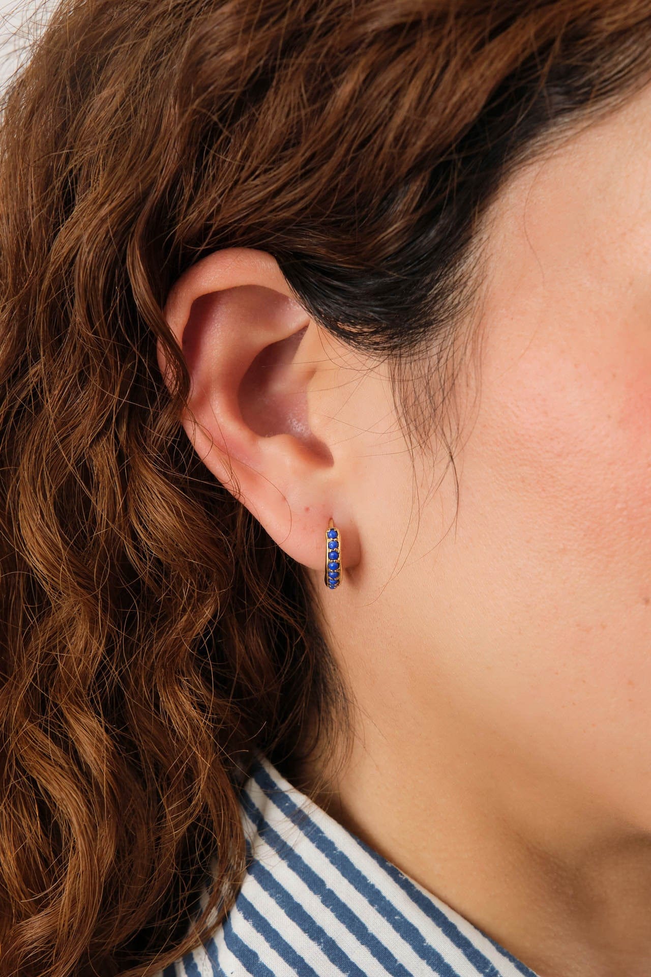 Pamela Love Jewelry Earrings 10mm Molten Pave Huggie 14K Yellow Gold / Single