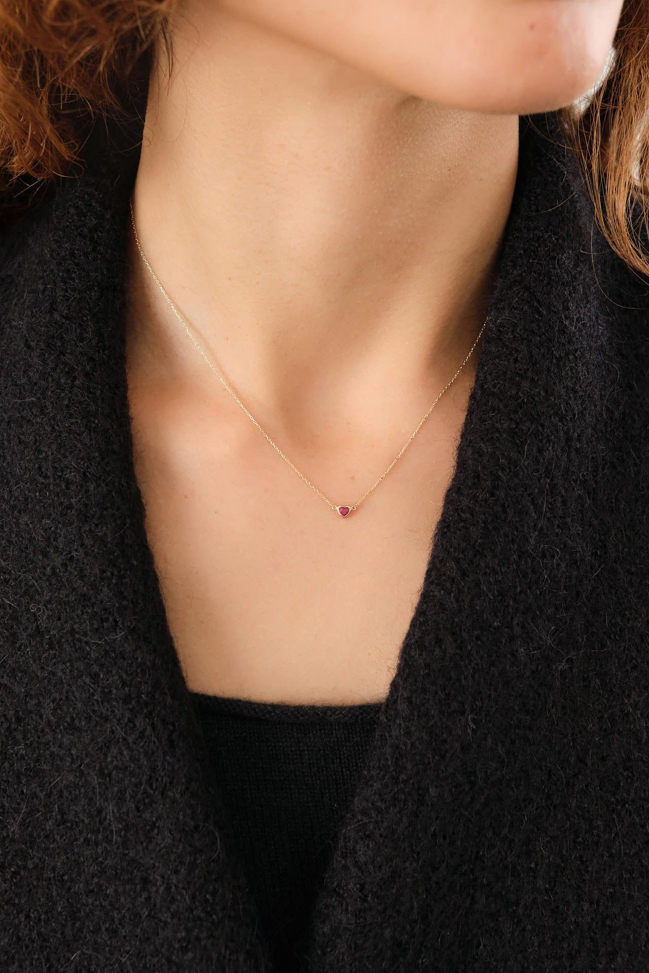 Pamela Love Jewelry Necklaces Bezel Heart Pendant Necklace 14K Yellow Gold / 16" Chain