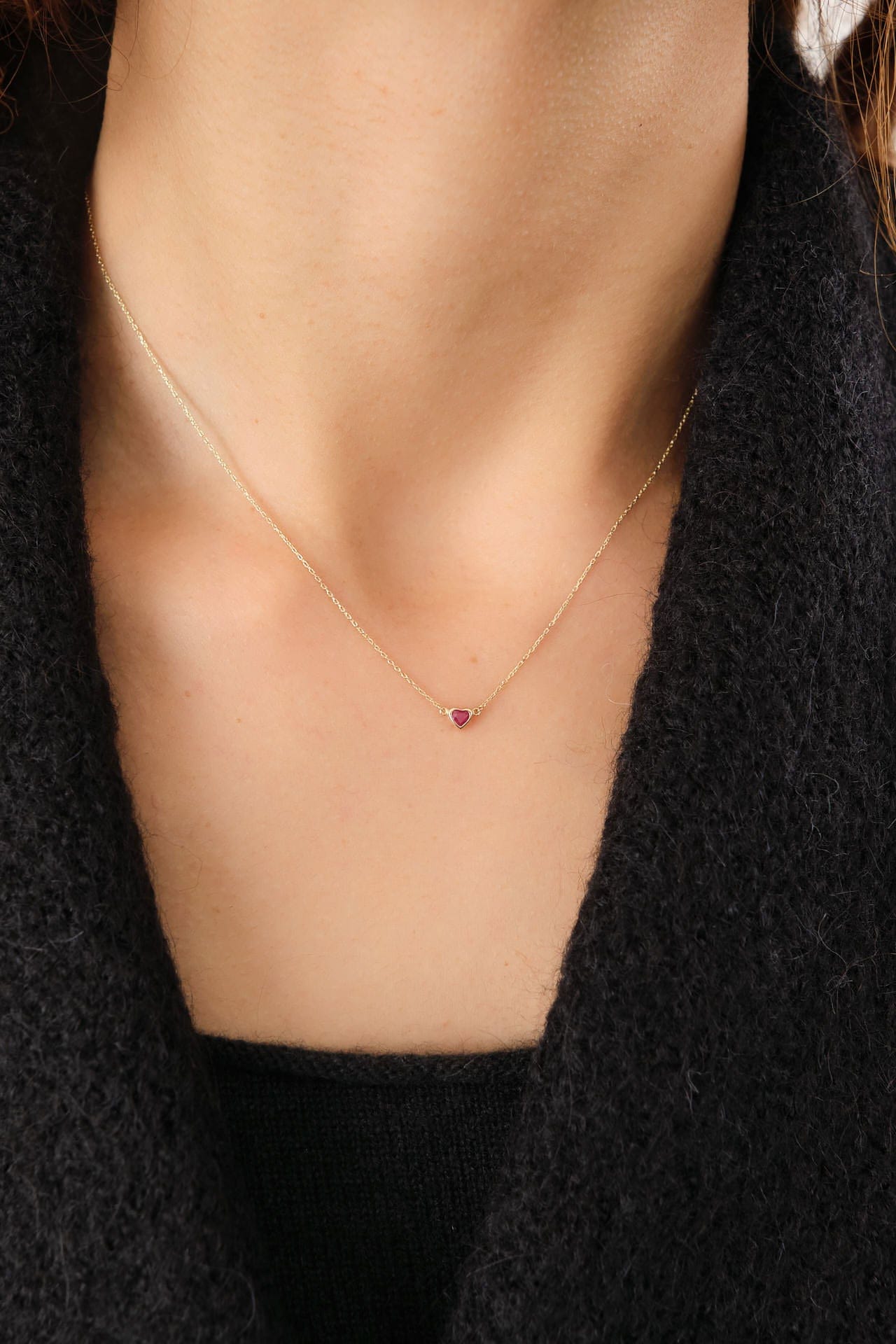 Pamela Love Jewelry Necklaces Bezel Heart Pendant Necklace 14K Yellow Gold / 16" Chain