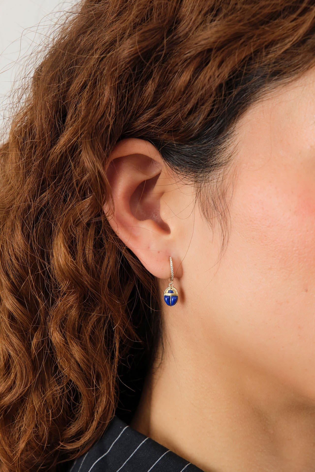 Pamela Love Jewelry Earrings Inlay Scarab Huggie 14K Yellow Gold / Single