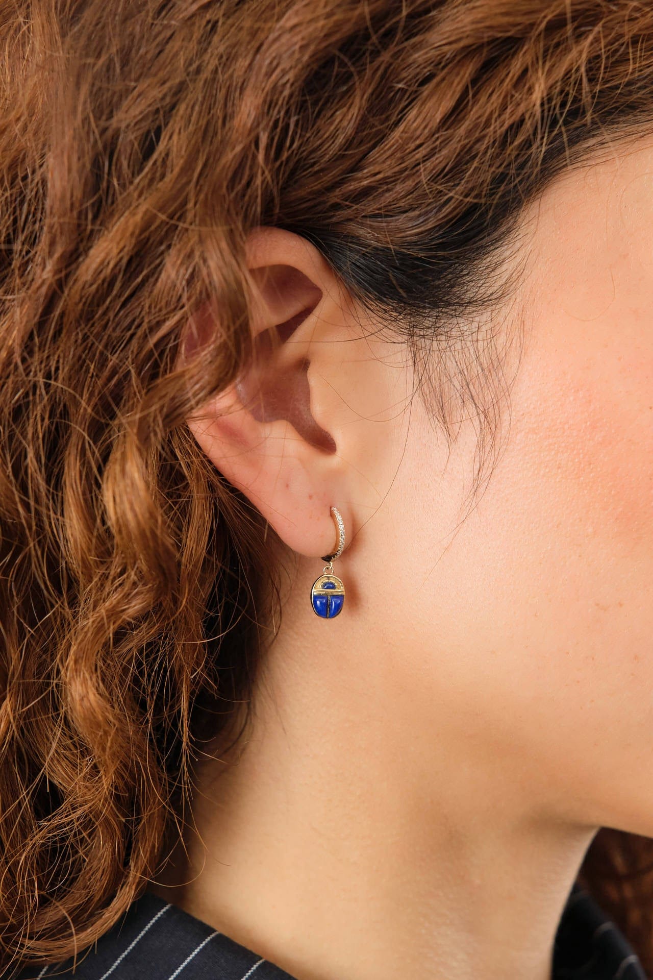 Pamela Love Jewelry Earrings Inlay Scarab Huggie 14K Yellow Gold / Single