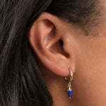 Inlay Vessel Huggie Earring with Blue Lapis and Gold by Designer Pamela Love