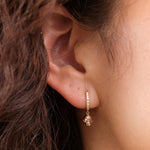 Pave Memento Mori Huggie Earrings with Diamonds and Ruby by Designer Pamela Love