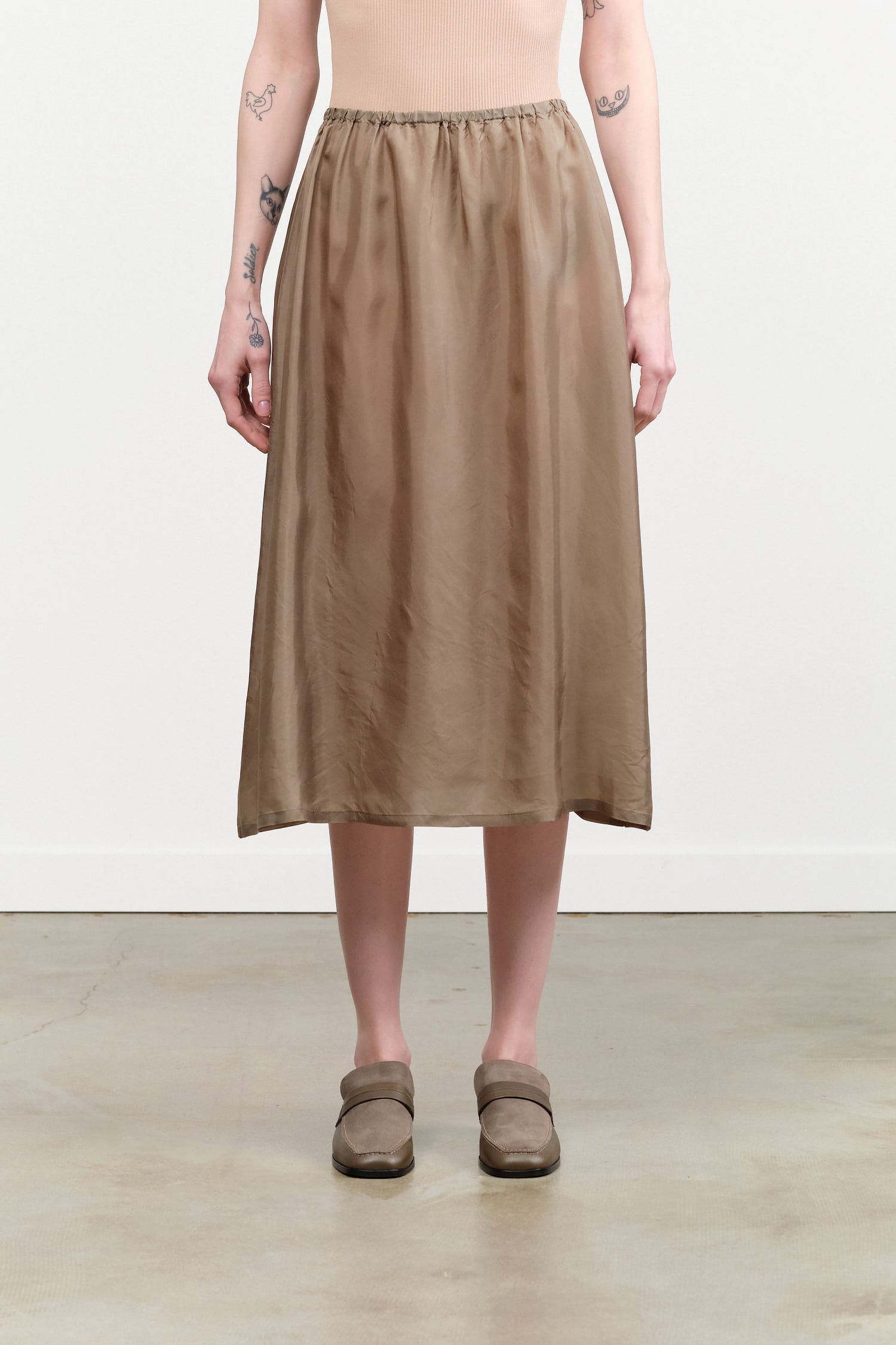 Bemberg Taffeta Slip Under Skirt by Pas de Calais in Khaki