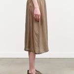 Pas de Calais Designer Brand Bemberg Taffeta Slip Under Midi Skirt with Elasticated Waistband in Khaki Green