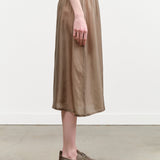 Pas de Calais Designer Brand Bemberg Taffeta Slip Under Midi Skirt with Elasticated Waistband in Khaki Green