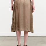 Bemberg Taffeta Slip Under Midi Skirt with Elasticated Waistband in Khaki Green by Pas de Calais Designer Brand 