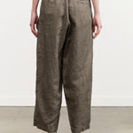 Khaki Green Linen Twill Wide Pants Trousers by Pas de Calais Designer Brand