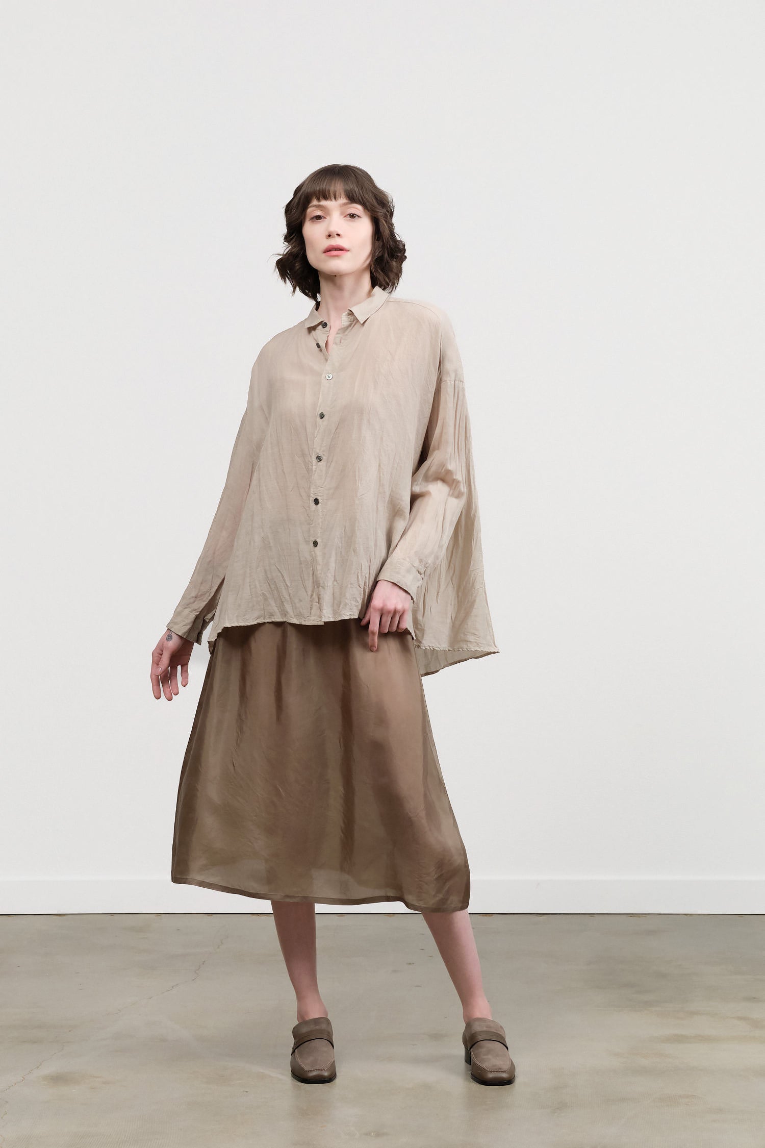 Pas de Calais Bemberg Taffeta Slip Under Skirt in Khaki