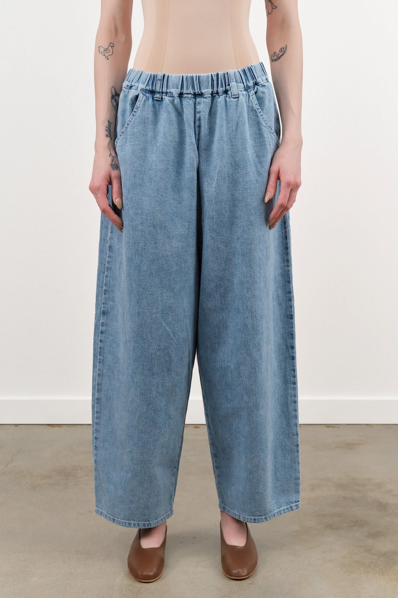 Pas de Calais Apparel Womens Pants 8 oz Natural Denim Easy Pants