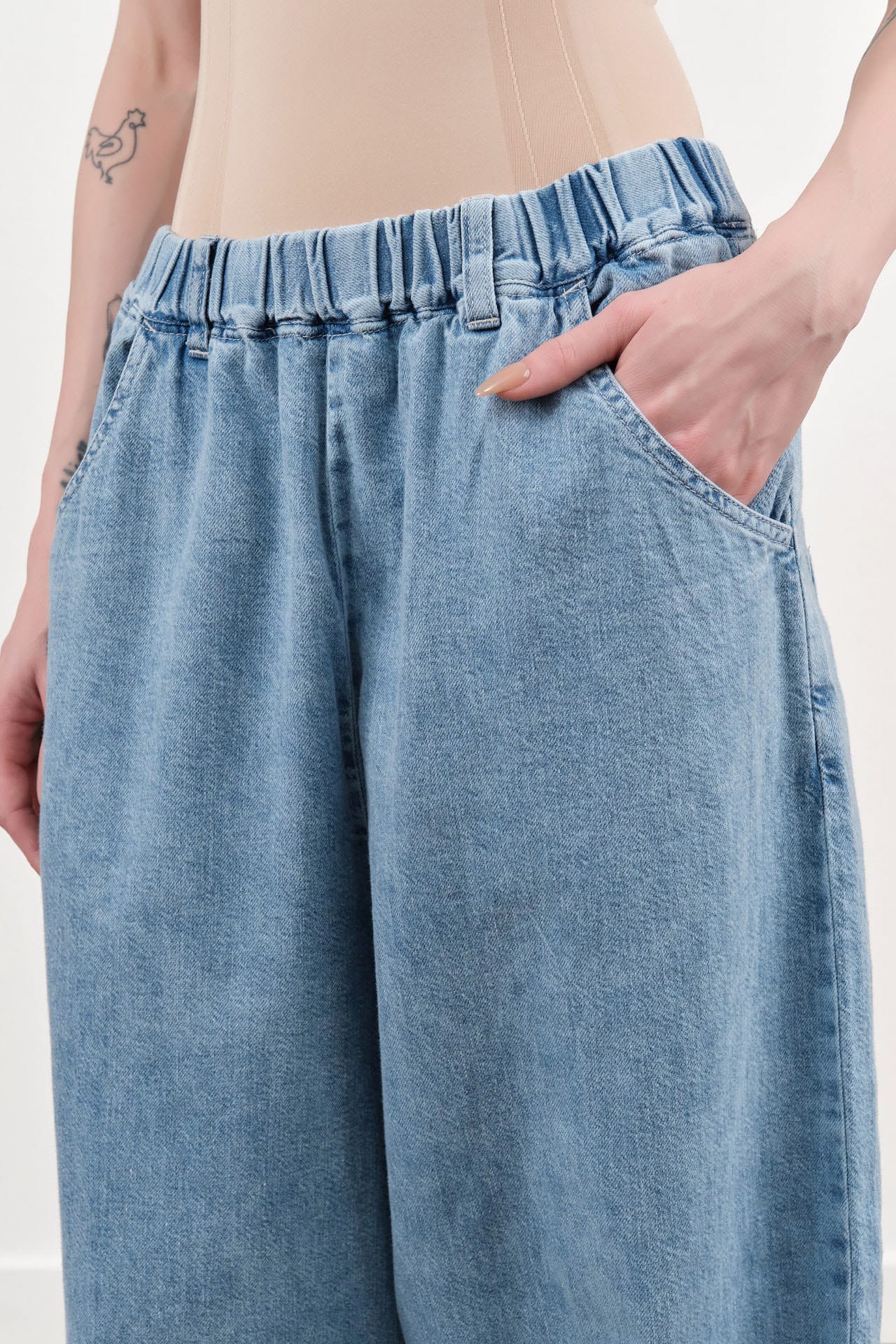 Pas de Calais Apparel Womens Pants 8 oz Natural Denim Easy Pants