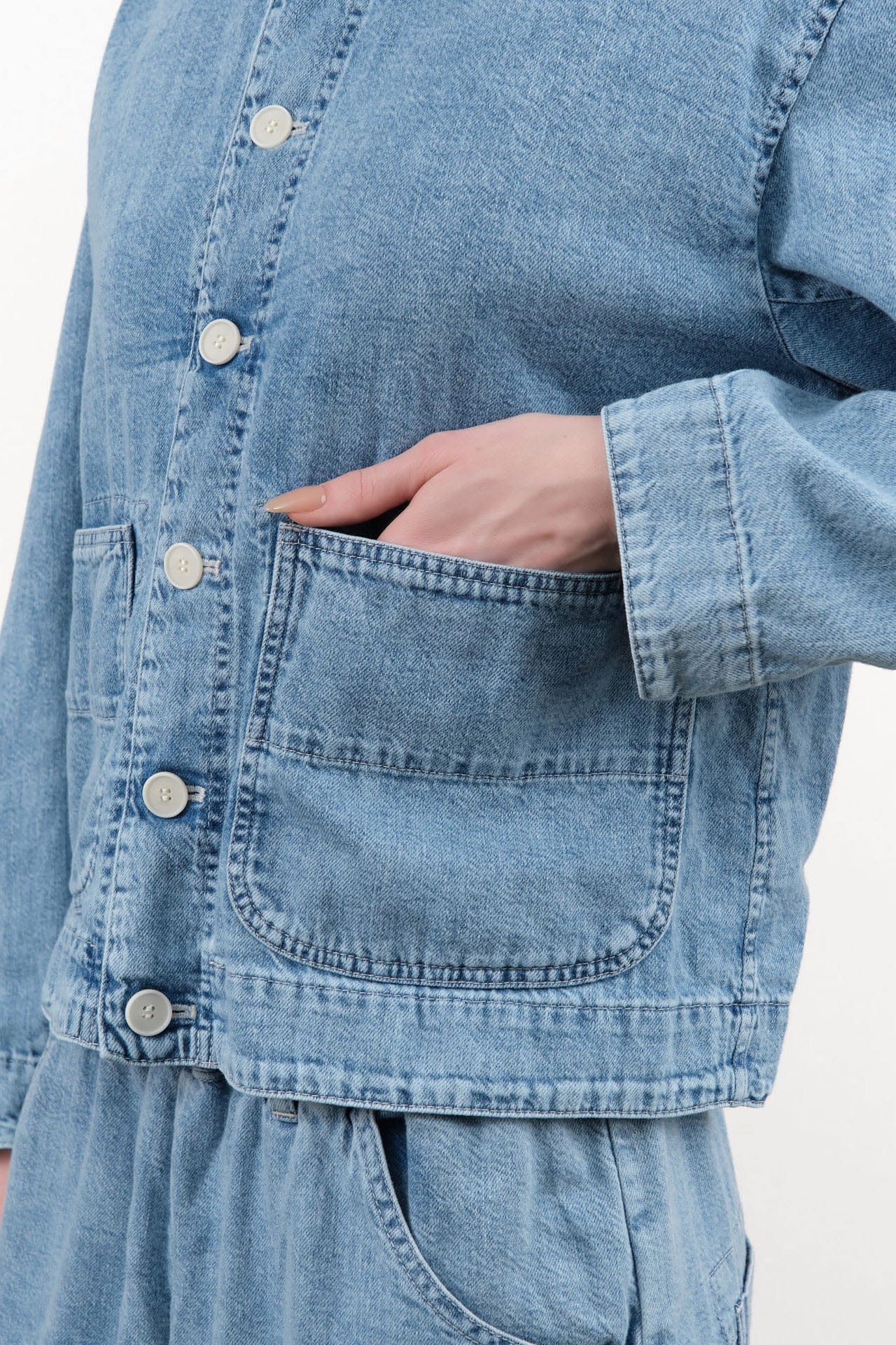 Pas de Calais Apparel Womens Jackets 8 oz Natural Denim Jacket