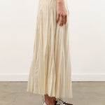 Pas de Calais Apparel Womens Skirts Acetate Lyocell Slub Lawn Pleated Skirt