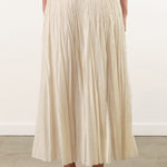 Pas de Calais Apparel Womens Skirts Acetate Lyocell Slub Lawn Pleated Skirt