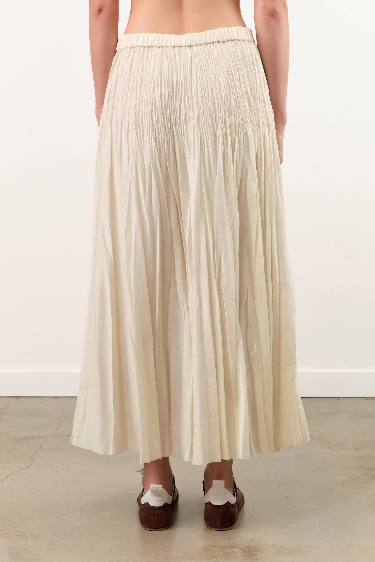 Pas de Calais Apparel Womens Skirts Acetate Lyocell Slub Lawn Pleated Skirt