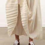 Pas de Calais Apparel Womens Skirts Acetate Lyocell Slub Lawn Pleated Skirt