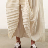 Pas de Calais Apparel Womens Skirts Acetate Lyocell Slub Lawn Pleated Skirt