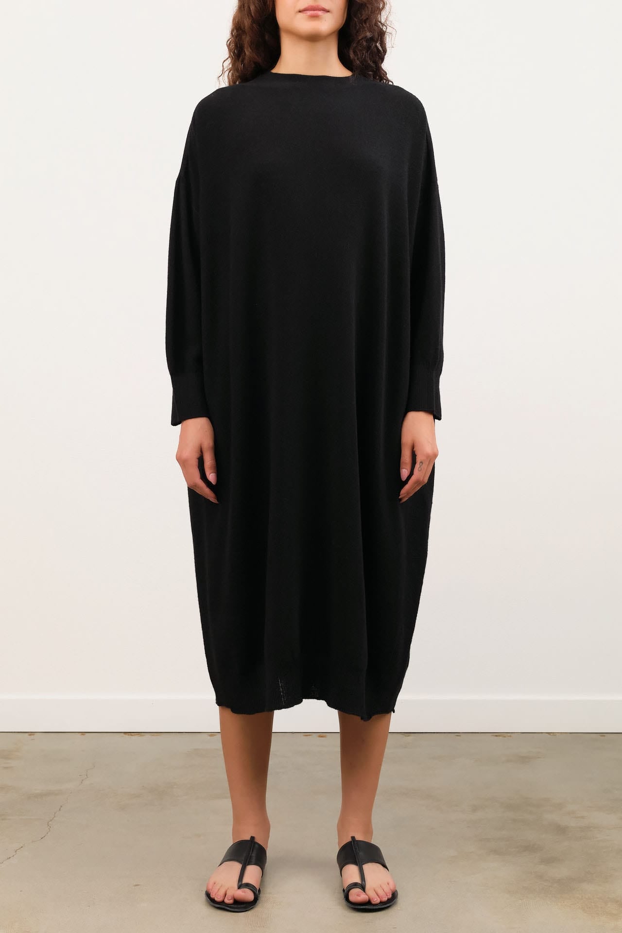 Pas de Calais Apparel Womens Dresses Airy Merino Wool Patterned Panel Switch Dress