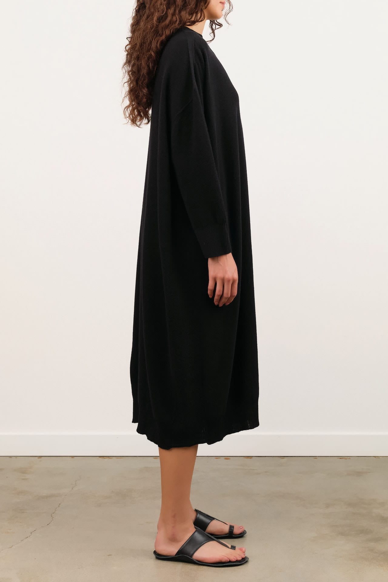 Pas de Calais Apparel Womens Dresses Airy Merino Wool Patterned Panel Switch Dress
