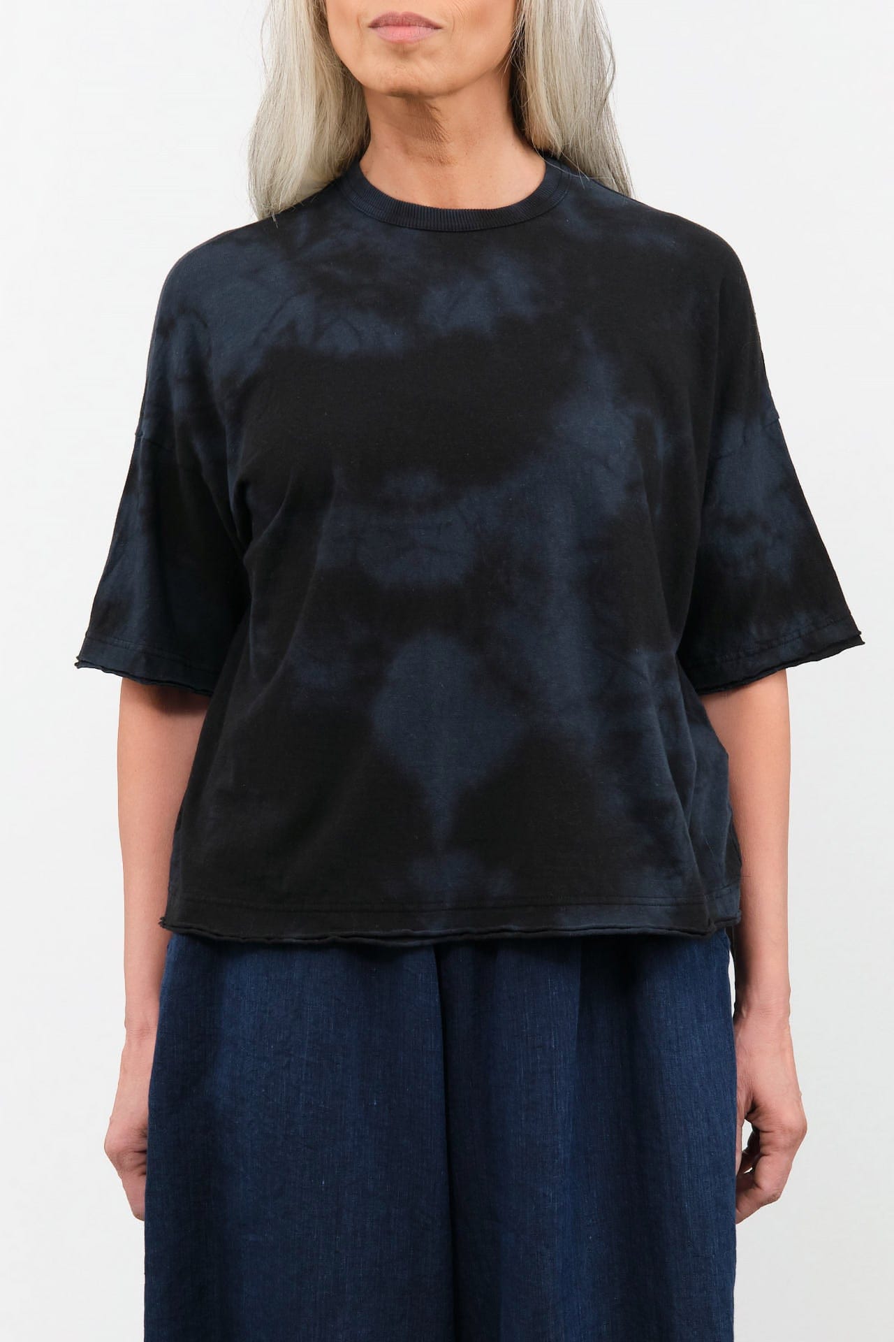 Pas de Calais Apparel Womens Tees Antique Dye Recycle Jersey Oversize T-Shirt in Black