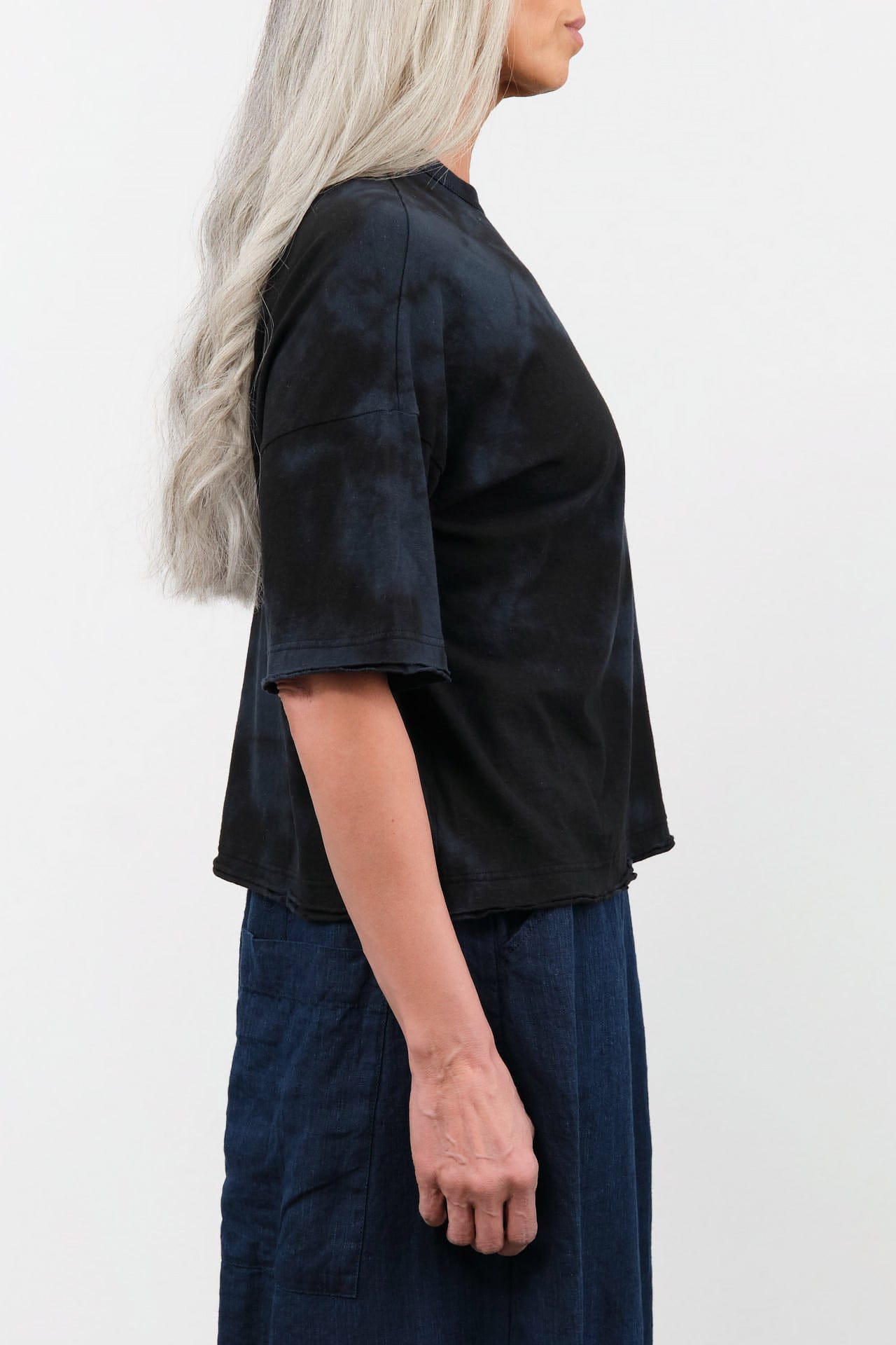 Pas de Calais Apparel Womens Tees Antique Dye Recycle Jersey Oversize T-Shirt in Black