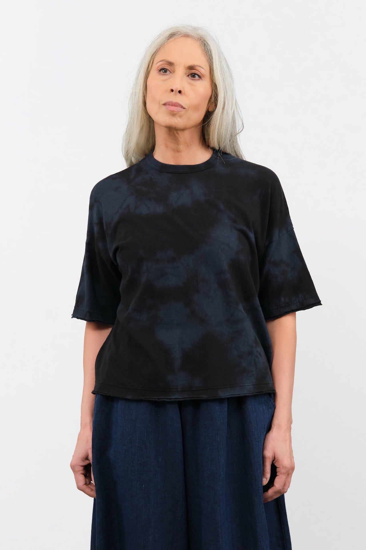 Pas de Calais Apparel Womens Tees Antique Dye Recycle Jersey Oversize T-Shirt in Black