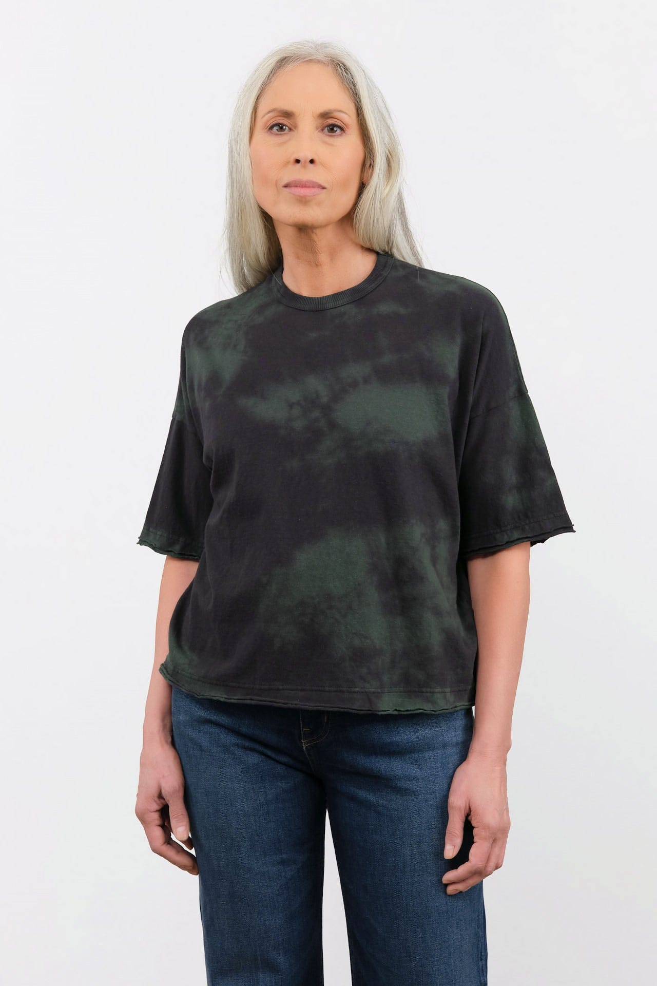 Pas de Calais Apparel Womens Tees Antique Dye Recycle Jersey Oversize T-Shirt in Sumikuro