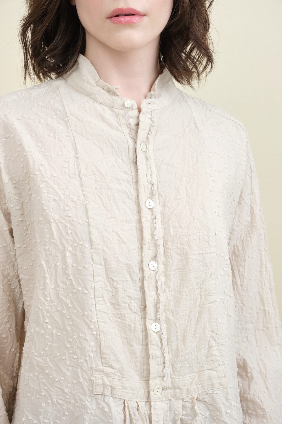 Placket on Botanical Dye Blouse in Natural