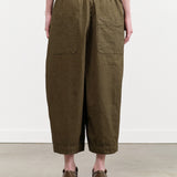 C/H Parachute Wide Pants with Elastic Waist and Pockets in Beige Green by Pas de Calais Designer Brand 