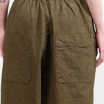 Pas de Calais Designer Brand C/H Parachute Wide Pants with Elastic Waist and Pockets in Beige Green