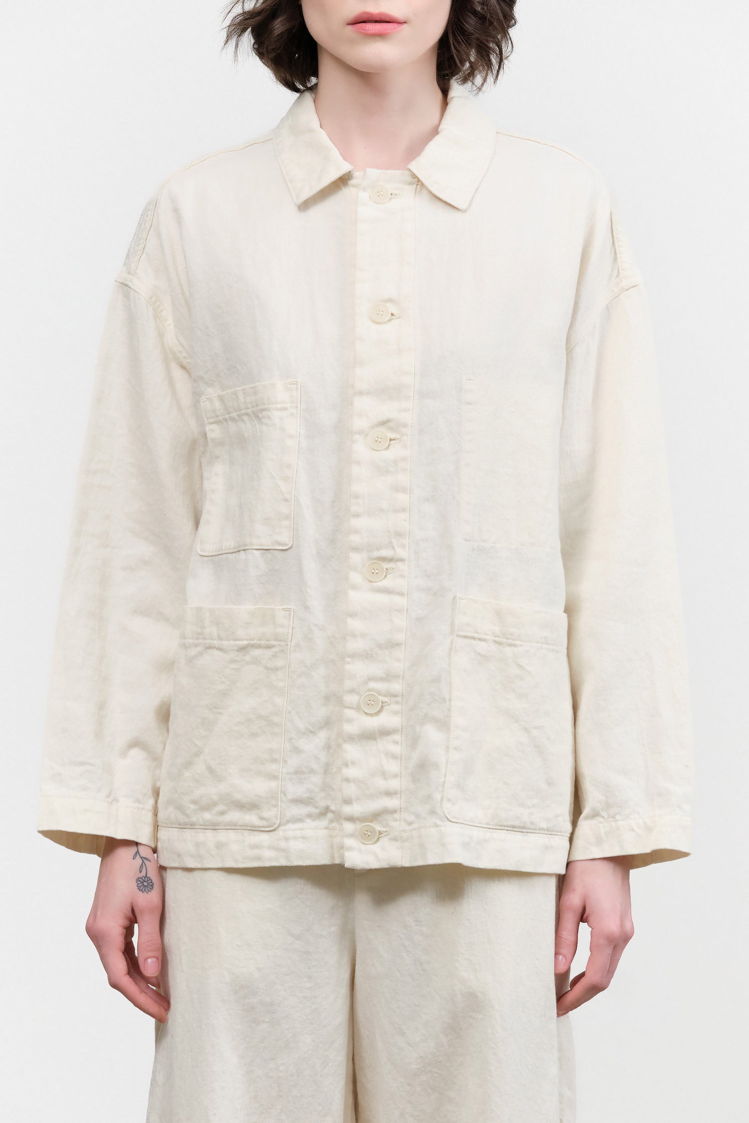 C/L Satin Coverall Jacket by Pas de Calais in Natural