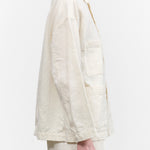 Pas de Calais Designer Brand C/L Satin Coverall Button Up Jacket with Foldover Collar in Natural White