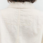 Pas de Calais Designer Brand Natural White C/L Satin Coverall Button Up Jacket with Foldover Collar and Pockets 