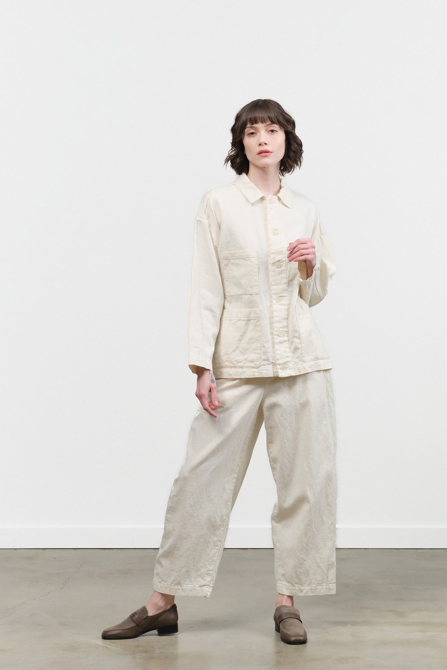 Pas de Calais C/L Satin Wide Pants in Natural