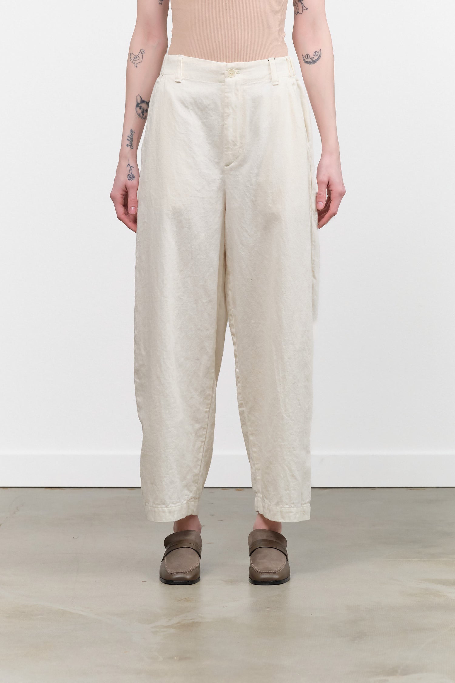 C/L Satin Wide Pants by Pas de Calais in Natural