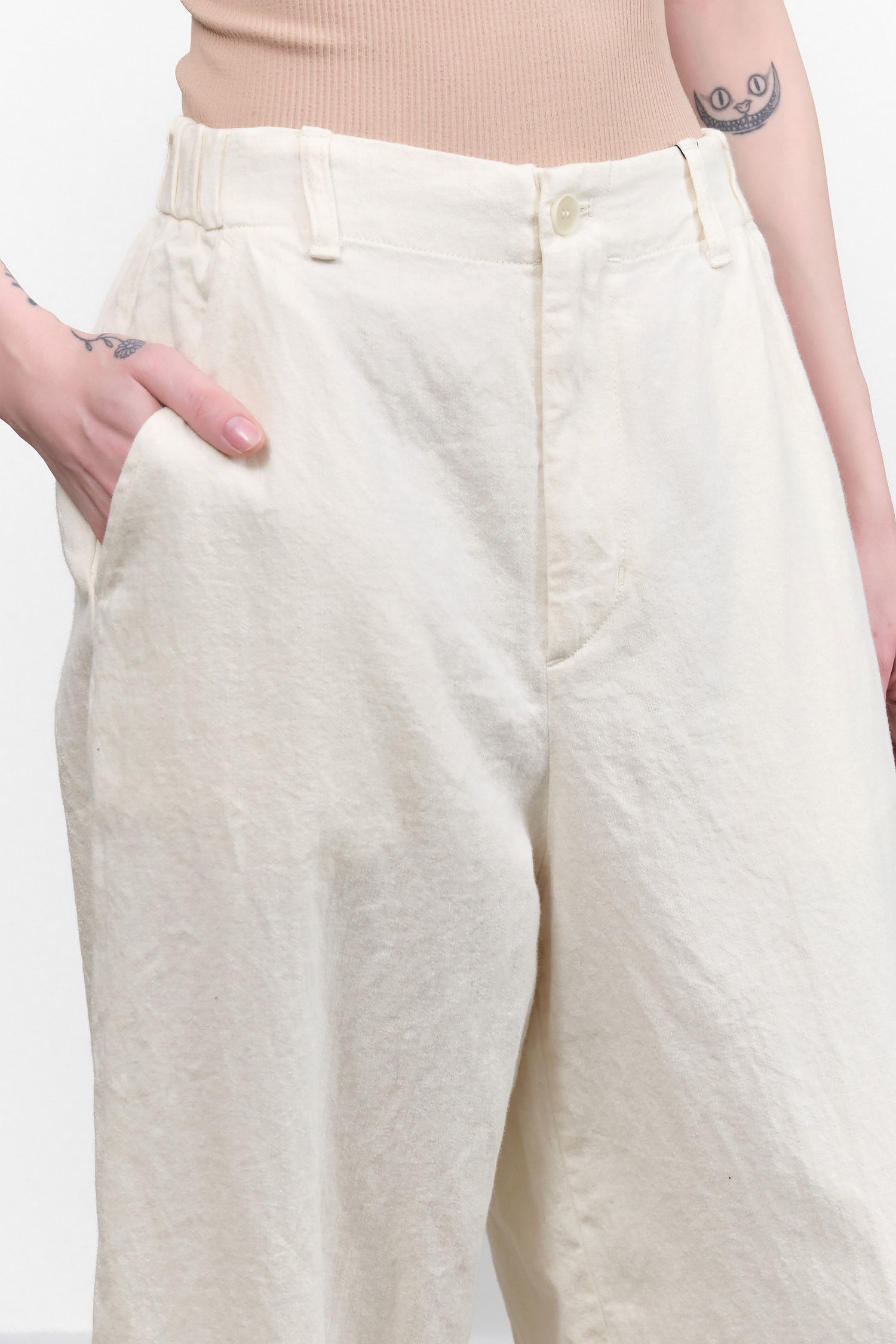 Natural C/L Satin Wide Pants by Pas de Calais