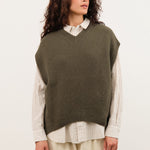 Pas de Calais Apparel Womens Sweaters Cashmere Blend Lambs Wool Patterned Knit V-Neck Vest