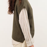 Pas de Calais Apparel Womens Sweaters Cashmere Blend Lambs Wool Patterned Knit V-Neck Vest