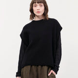 Pas de Calais Apparel Womens Sweaters Cashmere Lambs Wool Boat Neckline Vest in Black