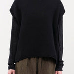 Pas de Calais Apparel Womens Sweaters Cashmere Lambs Wool Boat Neckline Vest in Black