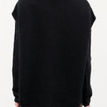 Pas de Calais Apparel Womens Sweaters Cashmere Lambs Wool Boat Neckline Vest in Black