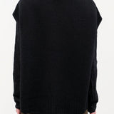 Pas de Calais Apparel Womens Sweaters Cashmere Lambs Wool Boat Neckline Vest in Black