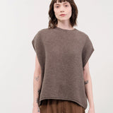 Pas de Calais Apparel Womens Sweaters Cashmere Lambs Wool Boat Neckline Vest in Greige