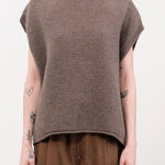Pas de Calais Apparel Womens Sweaters Cashmere Lambs Wool Boat Neckline Vest in Greige