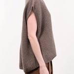 Pas de Calais Apparel Womens Sweaters Cashmere Lambs Wool Boat Neckline Vest in Greige
