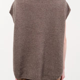 Pas de Calais Apparel Womens Sweaters Cashmere Lambs Wool Boat Neckline Vest in Greige