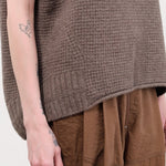 Pas de Calais Apparel Womens Sweaters Cashmere Lambs Wool Boat Neckline Vest in Greige