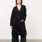 Pas de Calais Apparel Womens Sweaters Cashmere Lambs Wool Cardigan Coat in Black