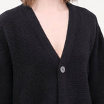 Pas de Calais Apparel Womens Sweaters Cashmere Lambs Wool Cardigan Coat in Black